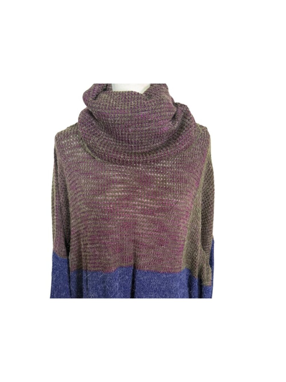 Vintage Gil Aimbez For Static Colorblock Cowl Neck Sweater Dress Oversized Small
